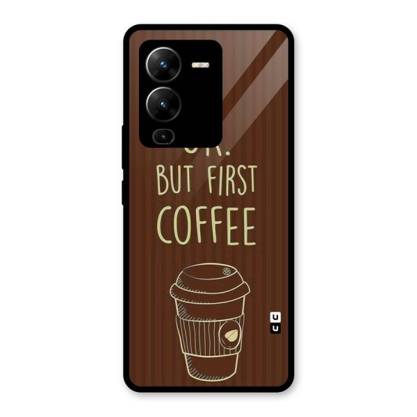 Coffee Stripes Glass Back Case for Vivo V25 Pro