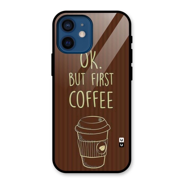 Coffee Stripes Glass Back Case for iPhone 12 Mini