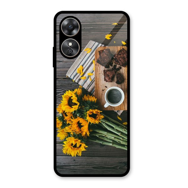 Coffee and Flowers Glass Back Case for Oppo A17