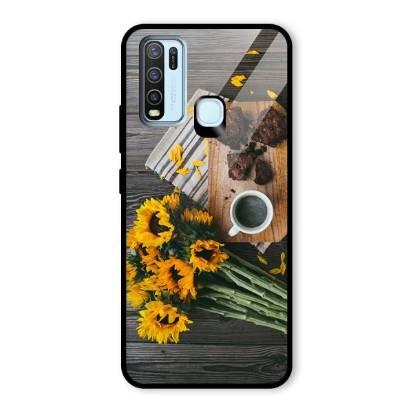 Coffee and Flowers Glass Back Case for Vivo Y30