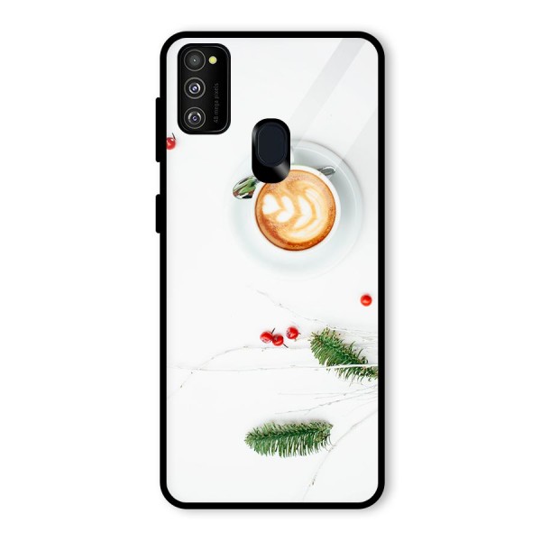 Coffee and Leafs Glass Back Case for Galaxy M21