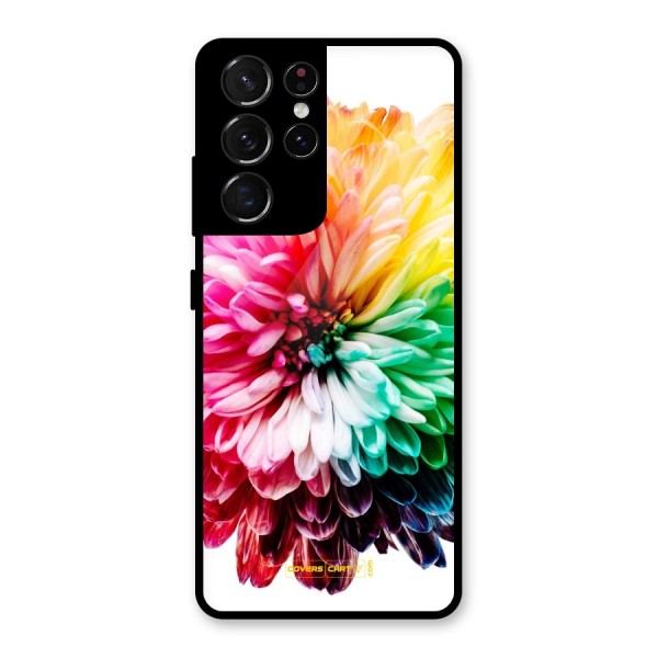 Colorful Flower Glass Back Case for Galaxy S21 Ultra 5G
