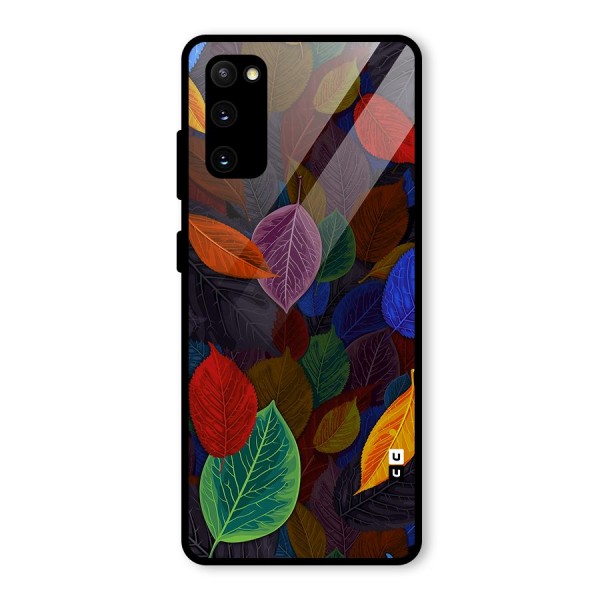 Colorful Leaves Pattern Glass Back Case for Galaxy S20 FE