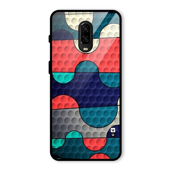 Colorful Puzzle Design Glass Back Case for OnePlus 6T