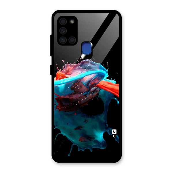 Colour War Glass Back Case for Galaxy A21s