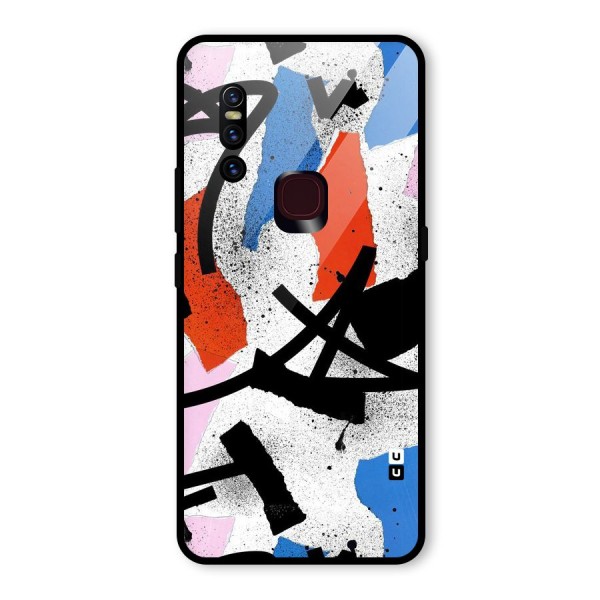 Coloured Abstract Art Glass Back Case for Vivo V15