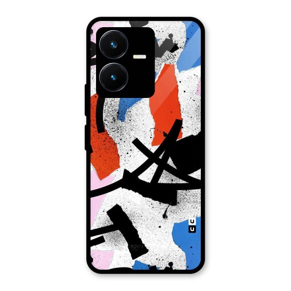 Coloured Abstract Art Glass Back Case for Vivo Y22