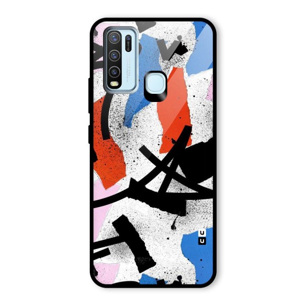 Coloured Abstract Art Glass Back Case for Vivo Y30