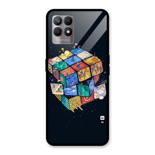 Coloured Rubic Glass Back Case for Realme 8i