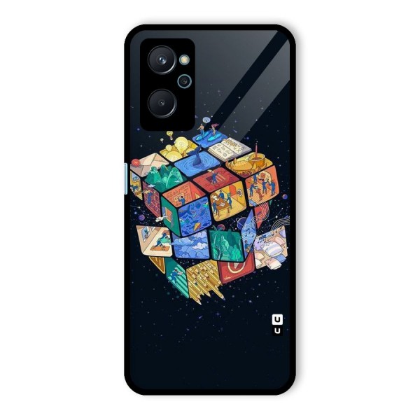 Coloured Rubic Glass Back Case for Realme 9i