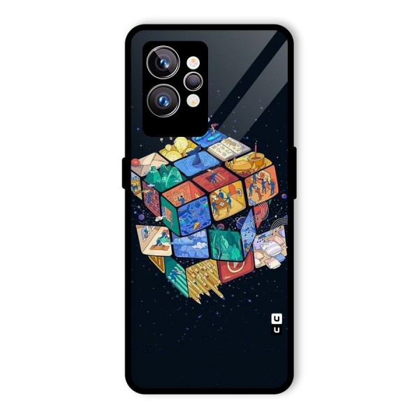 Coloured Rubic Glass Back Case for Realme GT2 Pro