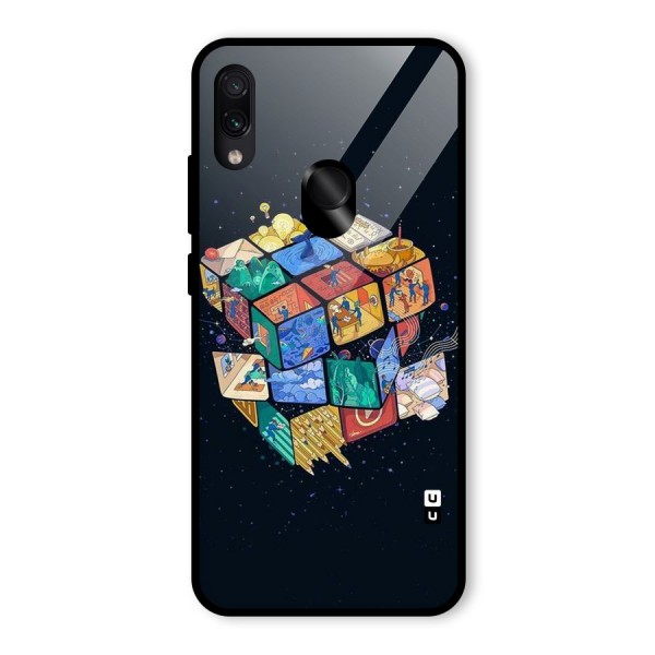 Coloured Rubic Glass Back Case for Redmi Note 7