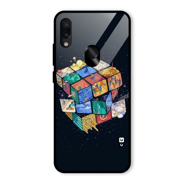 Coloured Rubic Glass Back Case for Redmi Note 7S