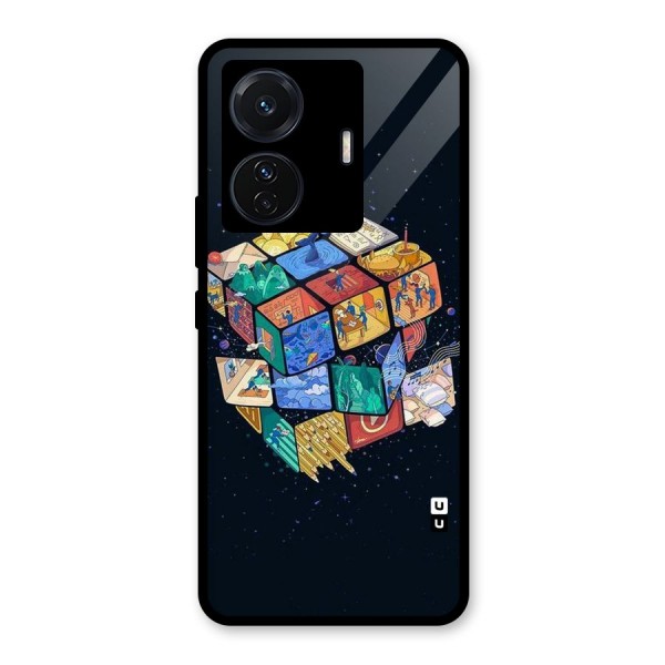 Coloured Rubic Glass Back Case for Vivo T1 Pro