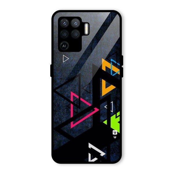 Coloured Triangles Glass Back Case for Oppo F19 Pro