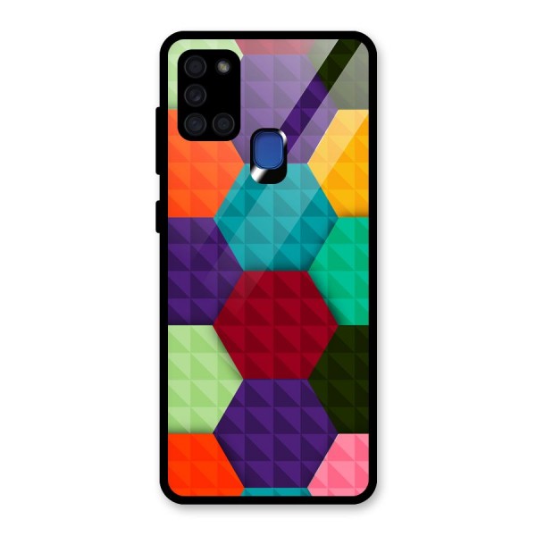 Colourful Abstract Glass Back Case for Galaxy A21s