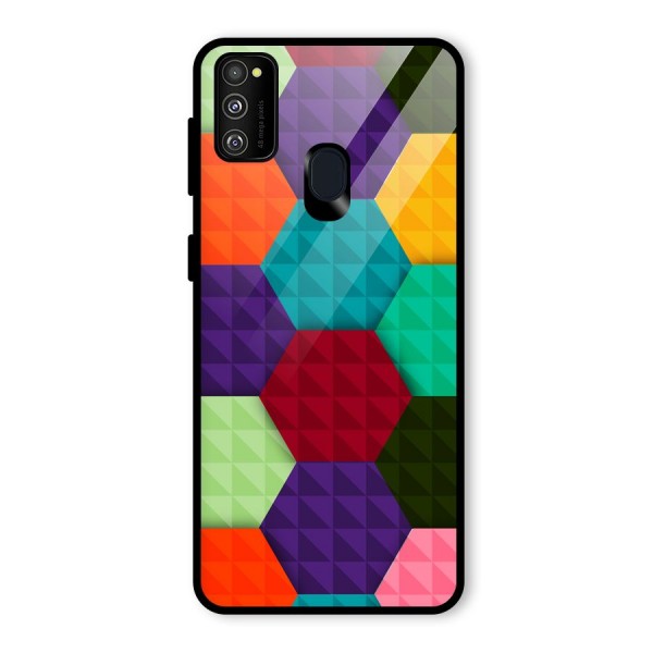 Colourful Abstract Glass Back Case for Galaxy M21