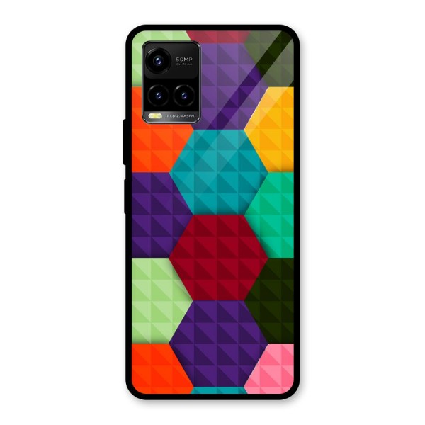 Colourful Abstract Glass Back Case for Vivo Y21G