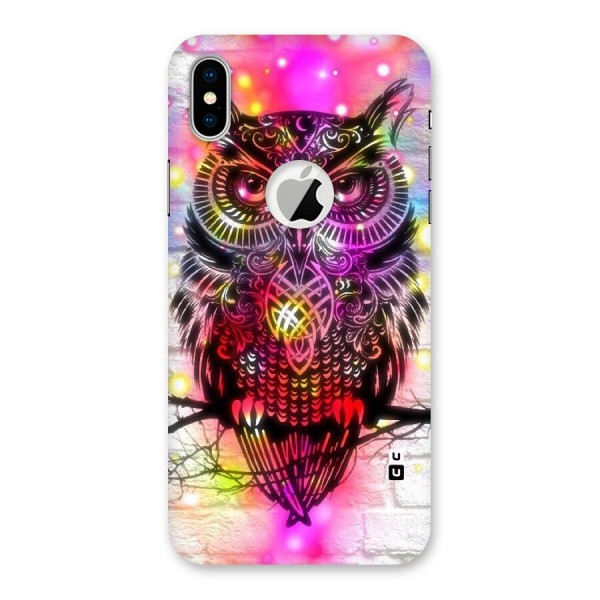 Colourful Owl Back Case for iPhone XS Logo Cut