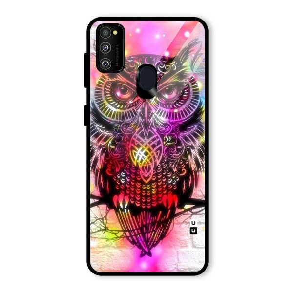 Colourful Owl Glass Back Case for Galaxy M21