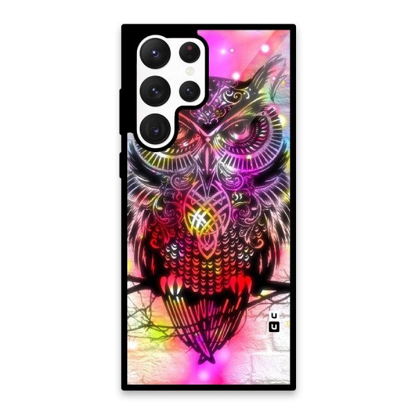 Colourful Owl Glass Back Case for Galaxy S22 Ultra 5G