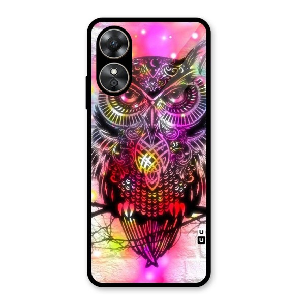 Colourful Owl Glass Back Case for Oppo A17