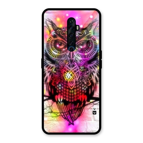 Colourful Owl Glass Back Case for Oppo Reno2 F