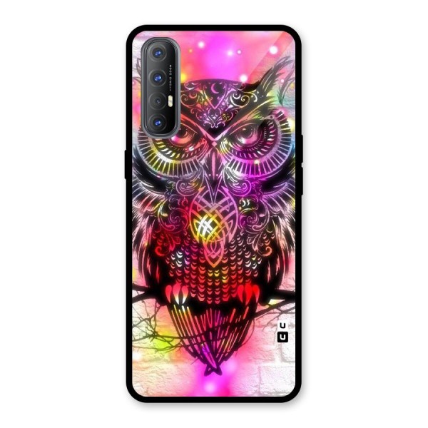 Colourful Owl Glass Back Case for Oppo Reno3 Pro