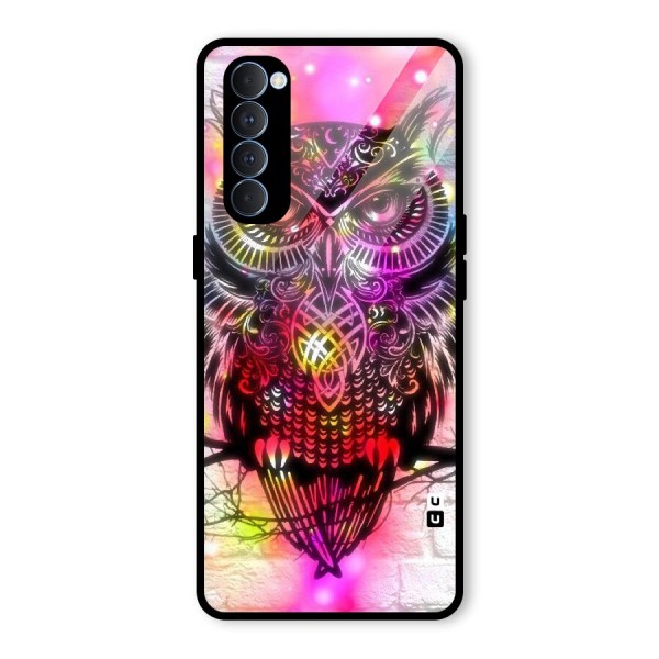 Colourful Owl Glass Back Case for Oppo Reno4 Pro