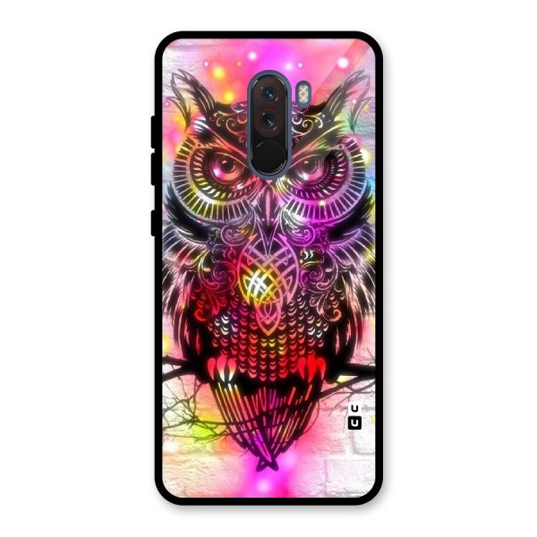 Colourful Owl Glass Back Case for Poco F1