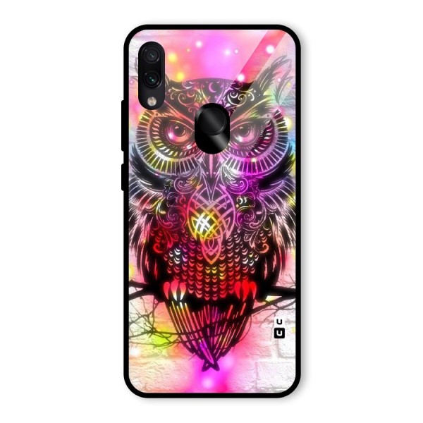 Colourful Owl Glass Back Case for Redmi Note 7