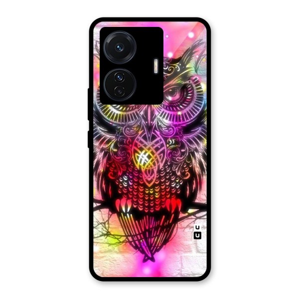 Colourful Owl Glass Back Case for Vivo T1 Pro