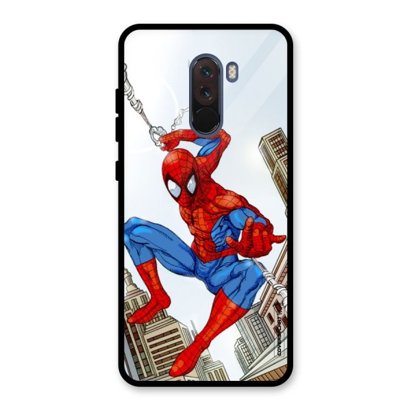 Comic Spider Man Glass Back Case for Poco F1