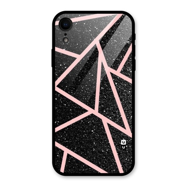 Concrete Black Pink Stripes Glass Back Case for XR