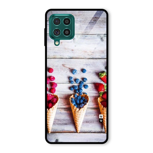 Cone Fruits Design Glass Back Case for Galaxy F62