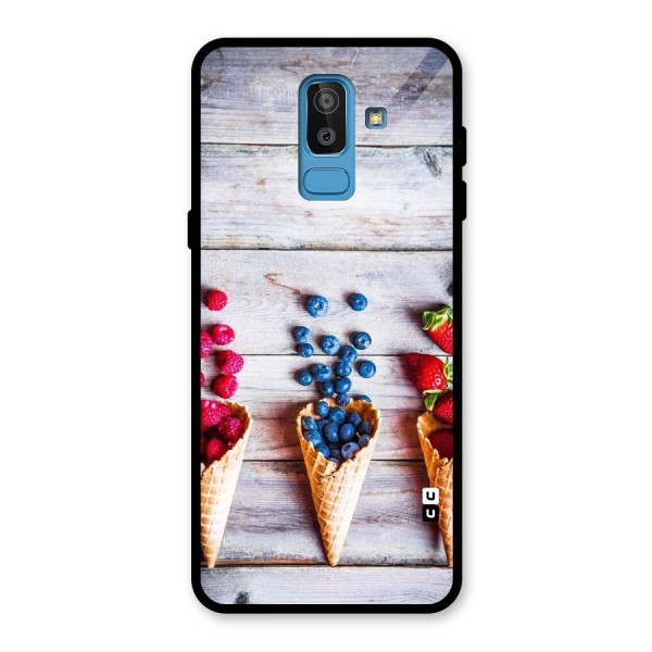 Cone Fruits Design Glass Back Case for Galaxy J8