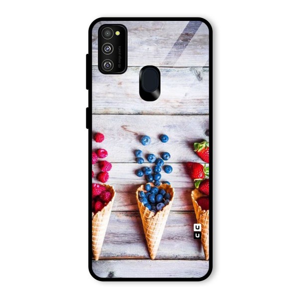 Cone Fruits Design Glass Back Case for Galaxy M21