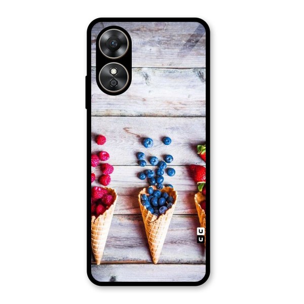 Cone Fruits Design Glass Back Case for Oppo A17