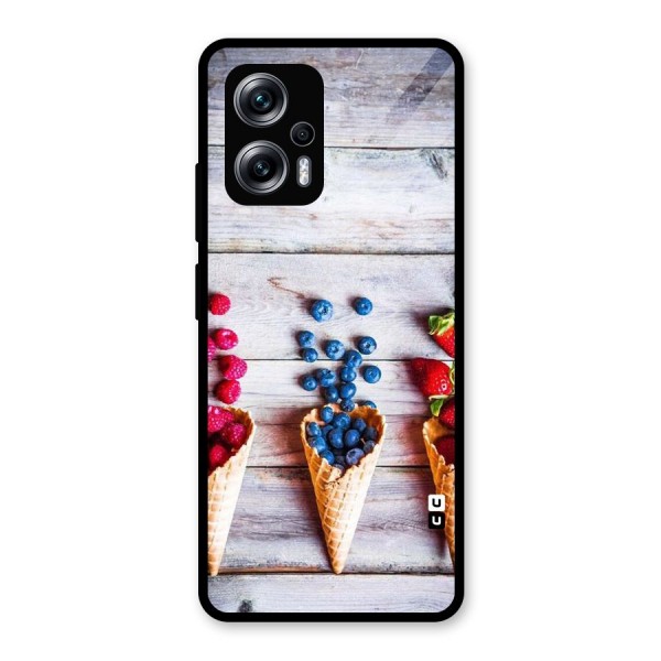 Cone Fruits Design Glass Back Case for Redmi K50i