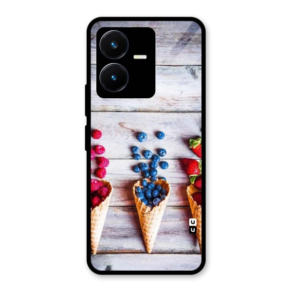 Cone Fruits Design Glass Back Case for Vivo Y22