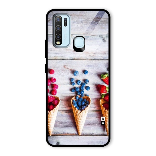 Cone Fruits Design Glass Back Case for Vivo Y30