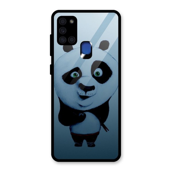 Confused Cute Panda Glass Back Case for Galaxy A21s