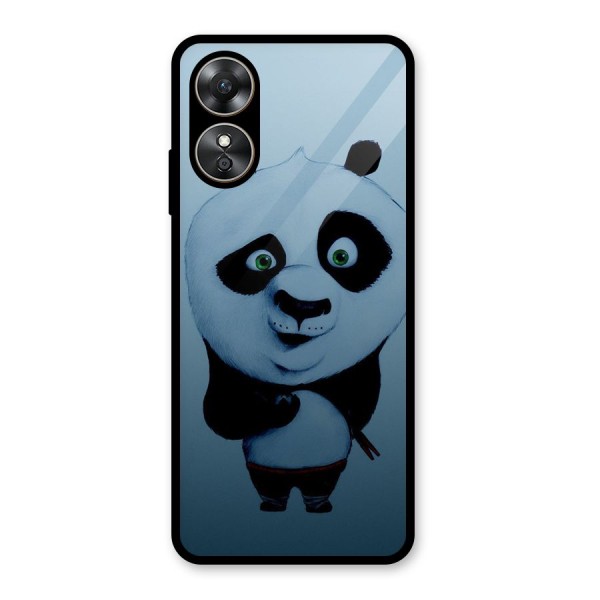 Confused Cute Panda Glass Back Case for Oppo A17