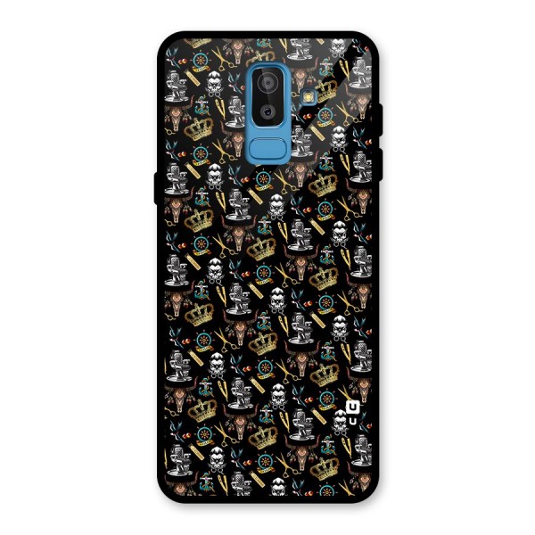 Cool Barber Pattern Glass Back Case for Galaxy J8