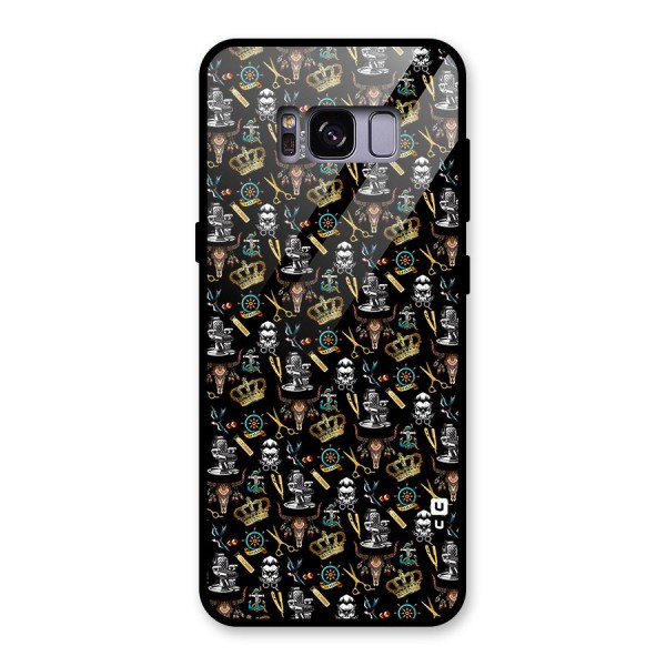 Cool Barber Pattern Glass Back Case for Galaxy S8