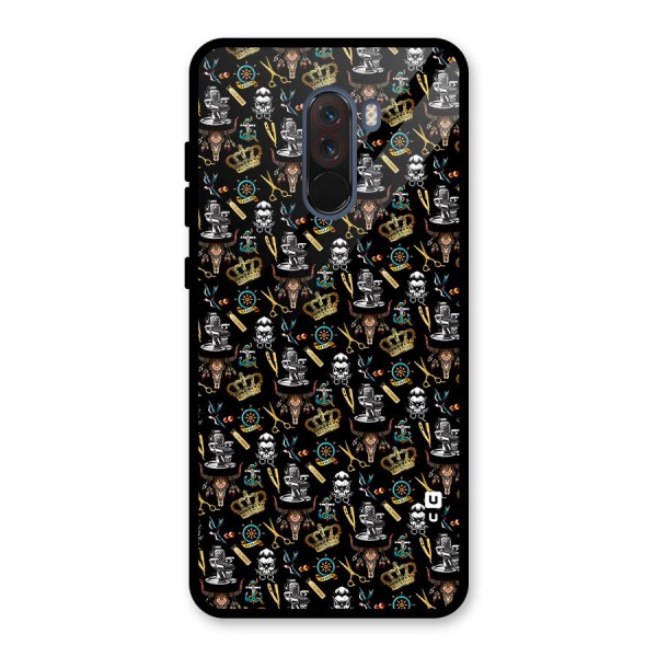 Cool Barber Pattern Glass Back Case for Poco F1