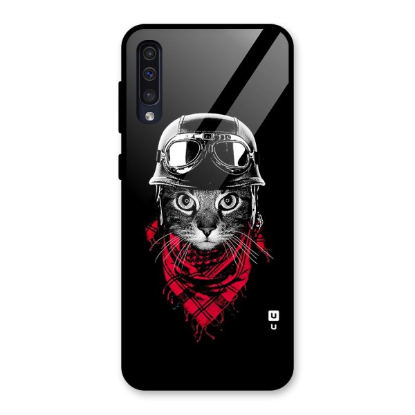 Cool Biker Cat Glass Back Case for Galaxy A50