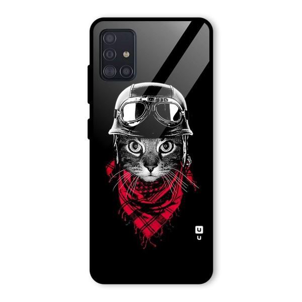 Cool Biker Cat Glass Back Case for Galaxy A51