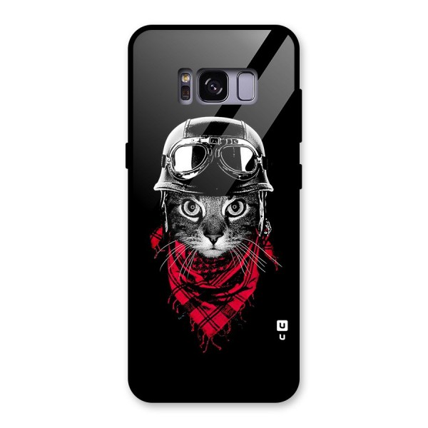 Cool Biker Cat Glass Back Case for Galaxy S8