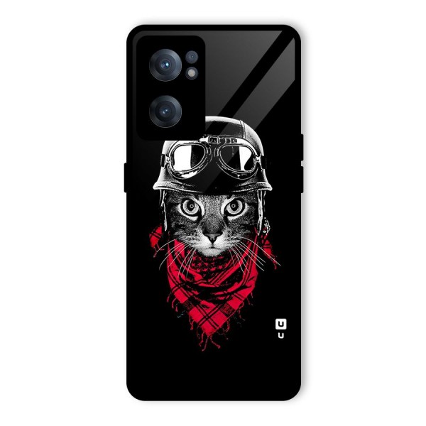 Cool Biker Cat Glass Back Case for OnePlus Nord CE 2 5G
